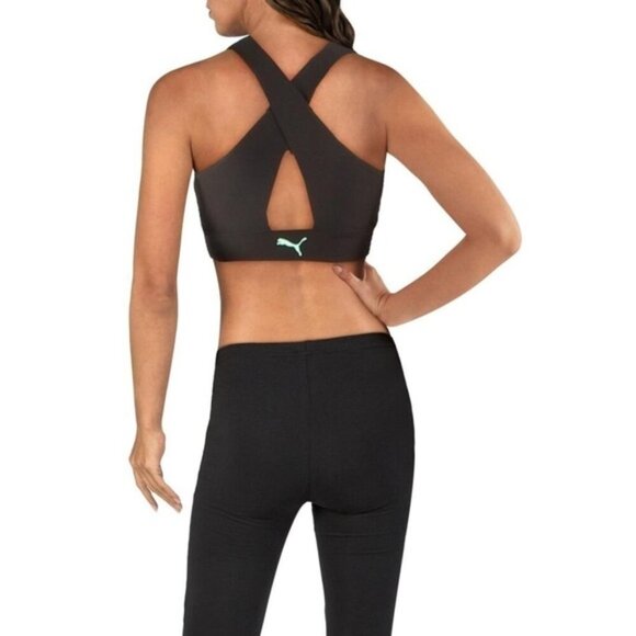 Puma Evide Womens Running Top Sports Bra Cropped Activewear Gym Black Size XS - Picture 7 of 9
